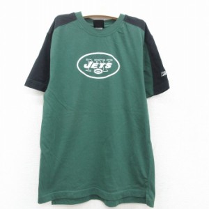 古着 リーボック REEBOK 半袖 ビンテージ Tシャツ キッズ ボーイズ 子供服 00年代 00s NFL ニューヨークジェッツ ツートンカラ 中古 古着