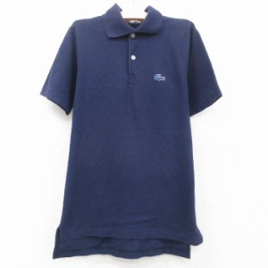 古着 ラコステ LACOSTE IZOD 半袖 ブランド ポロ シャツ キッズ ボーイズ 子供服 80年代 80s ワンポイントロゴ 鹿の子 紺 ネイ 中古 古着