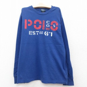 古着 ラルフローレン Ralph Lauren 長袖 ブランド Tシャツ キッズ ボーイズ 子供服 90年代 90s ビッグロゴ コットン クルーネ 中古 古着