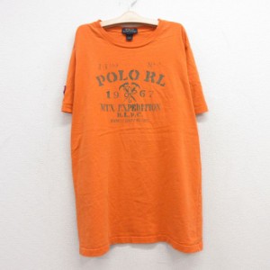 古着 ラルフローレン Ralph Lauren 半袖 ブランド Tシャツ キッズ ボーイズ 子供服 ビッグロゴ コットン クルーネック オレン 中古 古着