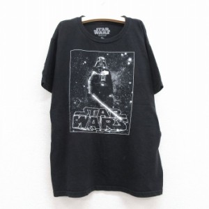 古着 半袖 Tシャツ キッズ ボーイズ 子供服 スターウォーズ STAR WARS ダースベイダー コットン クルーネック 黒 ブラック 中古 古着