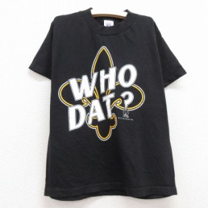 古着 半袖 ビンテージ Tシャツ キッズ ボーイズ 子供服 80年代 80s NFL ニューオリンズセインツ WHO DAT ? コットン クルーネ 中古 古着