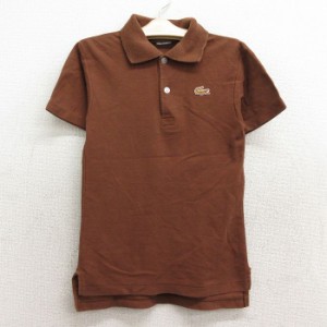 古着 ラコステ LACOSTE IZOD 半袖 ブランド ポロ シャツ キッズ ボーイズ 子供服 80年代 80s ワンポイントロゴ 茶 ブラウン sp 中古 古着