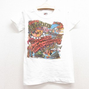 古着 ヘインズ Hanes 半袖 ビンテージ Tシャツ キッズ ボーイズ 子供服 80年代 80s Bacchus 戦車 カウボーイ コットン クルー 中古 古着