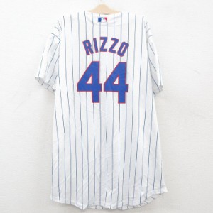 古着 マジェスティック 半袖 ベースボール シャツ キッズ ボーイズ 子供服 MLB シカゴカブス アンソニーリゾ ノーカラー メッ 中古 古着