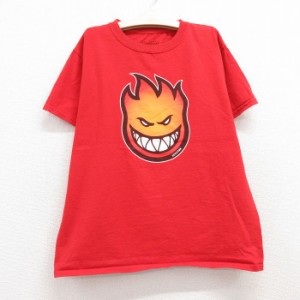 古着 スピットファイア 半袖 Tシャツ キッズ ボーイズ 子供服 コットン クルーネック 赤 レッド 中古 古着