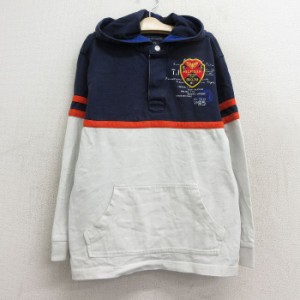 古着 トミーヒルフィガー TOMMY HILFIGER 長袖 ブランド ラガー シャツ パーカー キッズ ボーイズ 子供服 ワンポイントロゴ 白 中古 古着