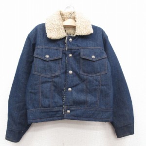 古着 シアーズ 長袖 デニム ボア ジャケット キッズ ボーイズ 子供服 80年代 80s 紺 ネイビー 中古 古着