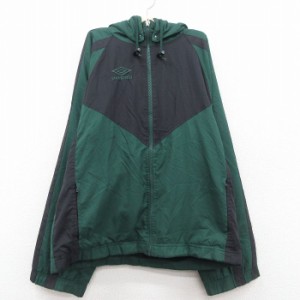 古着 アンブロ 長袖 ジャケット パーカー キッズ ボーイズ 子供服 00年代 00s ワンポイントロゴ ツートンカラー ラグラン 緑他 中古 古着