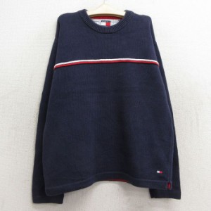 古着 トミーヒルフィガー TOMMY HILFIGER 長袖 ブランド セーター キッズ ボーイズ 子供服 90年代 90s ワンポイントロゴ コッ 中古 古着