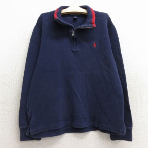 古着 ラルフローレン Ralph Lauren 長袖 ブランド ハーフジップ セーター キッズ ボーイズ 子供服 ワンポイントロゴ コットン  中古 古着