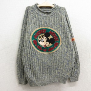 古着 長袖 セーター キッズ ボーイズ 子供服 90年代 90s ディズニー DISNEY ミッキー MICKEY MOUSE ラグラン ハイネック モッ 中古 古着