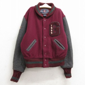 古着 ギャップ GAP 長袖 スタジャン キッズ ボーイズ 子供服 00年代 00s ウール エンジ他 内側キルティング 中古 古着