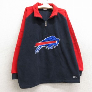 古着 長袖 ハーフジップ フリース ジャケット キッズ ボーイズ 子供服 00年代 00s NFL バッファロービルズ ラグラン 紺他 ネイ 中古 古着