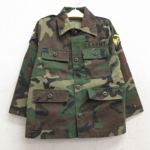 古着 長袖 ミリタリー ジャケット キッズ ボーイズ 子供服 USアーミー ARMY 緑 グリーン 迷彩 中古 古着