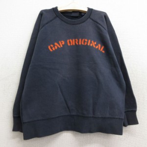 古着 ギャップ GAP 長袖 スウェット キッズ ボーイズ 子供服 00年代 00s ビッグロゴ ラグラン クルーネック 黒 ブラック 中古 古着