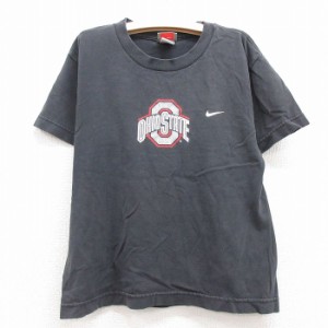 古着 ナイキ NIKE 半袖 ビンテージ Tシャツ キッズ ボーイズ 子供服 00年代 00s オハイオ コットン クルーネック 黒 ブラック 中古 古着