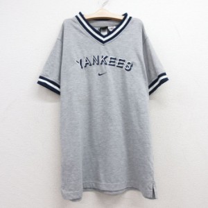 古着 ナイキ NIKE 半袖 ビンテージ Tシャツ キッズ ボーイズ 子供服 00年代 00s MLB ニューヨークヤンキース 刺繍 Vネック グ 中古 古着