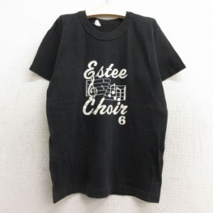 古着 半袖 ビンテージ Tシャツ キッズ ボーイズ 子供服 80年代 80s 音符 Estee Chois クルーネック 黒 ブラック 中古 古着