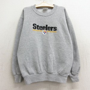 古着 マジェスティック 半袖 スウェット キッズ ボーイズ 子供服 90年代 90s NFL ピッツバーグスティーラーズ 刺繍 クルーネッ 中古 古着