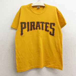 古着 ラッセル 半袖 ビンテージ Tシャツ キッズ ボーイズ 子供服 00年代 00s MLB ピッツバーグパイレーツ 4 クルーネック 黄  中古 古着