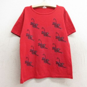 古着 半袖 ビンテージ Tシャツ キッズ ボーイズ 子供服 80年代 80s タイガー クルーネック USA製 赤 レッド 中古 古着