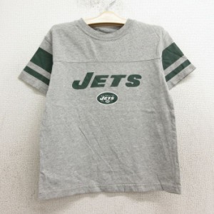 古着 半袖 ビンテージ フットボール Tシャツ キッズ ボーイズ 子供服 00年代 00s NFL ニューヨークジェッツ クルーネック グレ 中古 古着