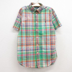 古着 ラルフローレン Ralph Lauren 半袖 ブランド シャツ キッズ ボーイズ 子供服 90年代 90s ワンポイントロゴ コットン ボタ 中古 古着