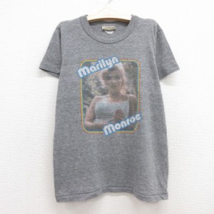 古着 半袖 Tシャツ キッズ ボーイズ 子供服 マリリンモンロー クルーネック グレー 霜降り 中古 古着