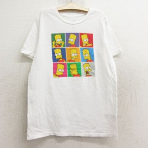 古着 半袖 Tシャツ キッズ ボーイズ 子供服 シンプソンズ コットン クルーネック 白 ホワイト 中古 古着