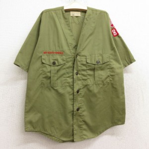 古着 半袖 ボーイスカウト シャツ キッズ ボーイズ 子供服 80年代 80s 濃緑 グリーン 中古 古着