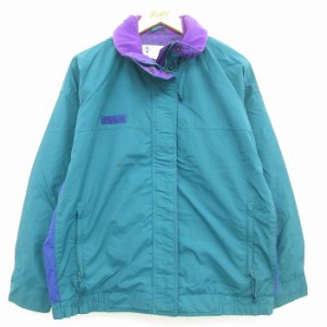 古着 コロンビア COLUMBIA 長袖 ジャケット レディース 90年代 90s ワンポイントロゴ 襟フリース 大きいサイズ 濃緑系他 グリ 中古 古着