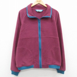 古着 ウールリッチ WOOLRICH 長袖 フリース ジャケット レディース 90年代 90s 大きいサイズ ラグラン USA製 エンジ他 中古 ア 中古 古着