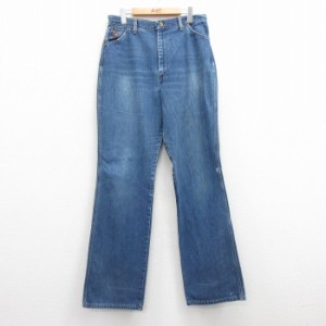 古着 ラングラー Wrangler ジーンズ レディース 80年代 80s フレア ヒゲ USA製 タロン 紺 ネイビー デニム 中古 ボトムス ジー 中古 古着