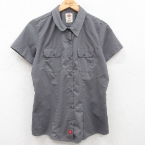 古着 ディッキーズ Dickies 半袖 ワーク シャツ レディース グレー 中古 ブラウス トップス 中古 古着