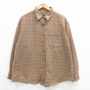 古着 ウールリッチ WOOLRICH 長袖 フランネル シャツ レディース 大きいサイズ 茶他 ブラウン チェック 中古 ブラウス トップ 中古 古着