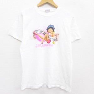 古着 半袖 Tシャツ レディース ベティちゃん ベティブープ ラメ コットン クルーネック 白 ホワイト 中古 Tシャツ 古着