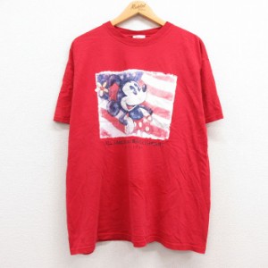 古着 半袖 ビンテージ Tシャツ レディース 00年代 00s ディズニー DISNEY ミニー 大きいサイズ コットン クルーネック 赤 レッ 中古 古着