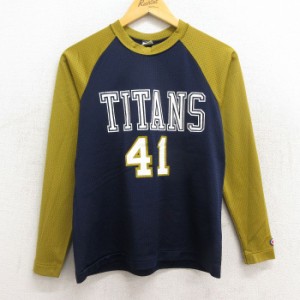 古着 チャンピオン champion 長袖 ビンテージ Tシャツ レディース 80年代 80s タイタンズ 41 ラグラン ツートンカラー メッシ 中古 古着