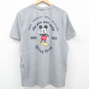 古着 半袖 Tシャツ レディース ディズニー DISNEY ミッキー MICKEY MOUSE クルーネック グレー 霜降り 中古 中古 古着