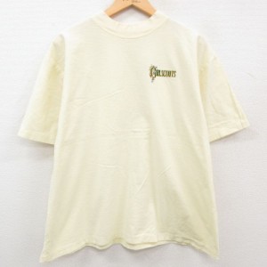 古着 半袖 ビンテージ Tシャツ レディース 90年代 90s ガールスカウト 大きいサイズ コットン クルーネック USA製 薄黄 イエロ 中古 古着