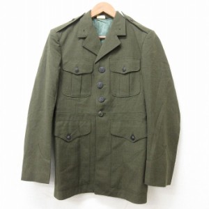 古着 長袖 ミリタリー コート メンズ 80年代 80s ウール USA製 緑 グリーン Sサイズ 中古 アウター コート 古着