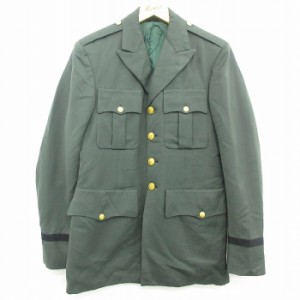 古着 長袖 ビンテージ ミリタリー ジャケット 将校服 ユニフォーム メンズ 70年代 70s ウール 濃緑系 グリーン Sサイズ 中古  中古 古着