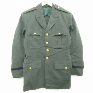 古着 長袖 ビンテージ ミリタリー ジャケット 将校服 ユニフォーム メンズ 60年代 60s ユニオンメイド ロング丈 USA製 濃緑系 中古 古着