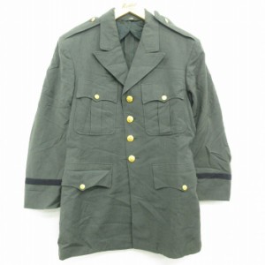 古着 長袖 ビンテージ ミリタリー ジャケット 将校服 ユニフォーム メンズ 50年代 50s ウール ロング丈 USA製 濃緑系他 グリー 中古 古着