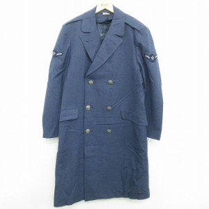 古着 長袖 ビンテージ ミリタリー オーバー コート メンズ 60年代 60s ウール ロング丈 USA製 紺 ネイビー spe Lサイズ 中古  中古 古着