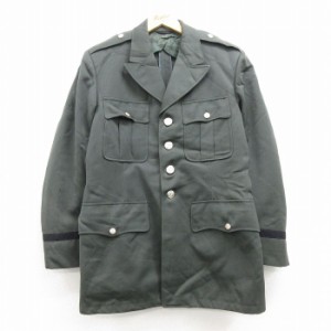 古着 長袖 ビンテージ ミリタリー ジャケット 将校服 メンズ 50年代 50s ロング丈 ウール USA製 濃緑 グリーン Mサイズ 中古  中古 古着