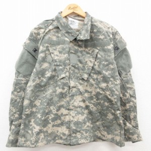 古着 長袖 ミリタリー ジャケット メンズ 00年代 00s ARMY コンバット デジタルカモ USA製 グレー 迷彩 Mサイズ 中古 アウター 中古 古着