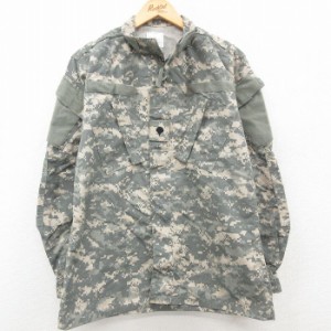 古着 長袖 ミリタリー ジャケット メンズ US ARMY コンバット デジタルカモ USA製 グレー 迷彩 Lサイズ 中古 アウター フライ 中古 古着