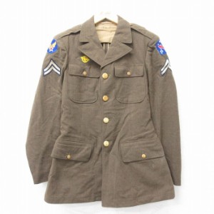 古着 長袖 ビンテージ ミリタリー ジャケット 将校服 メンズ 50年代 50s エアフォース ウール USA製 緑系 グリーン XSサイズ  中古 古着